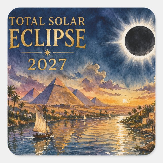 Adesivo Quadrado Eclipse Total Solar 2027 Egito (Frente)