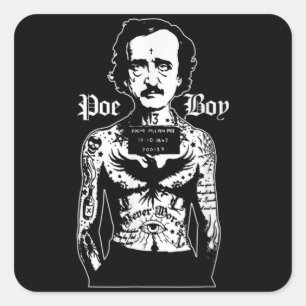 Adesivo Quadrado Edgar Allan Poe Clássico Horror Engraçado w Raven