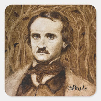 Adesivo Quadrado Edgar Allan Poe - Coletes Retratos