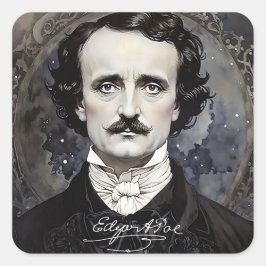 Adesivo Quadrado Edgar Allan Poe Gothic Halloween