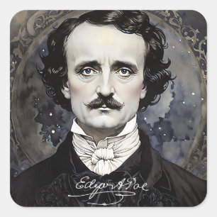 Adesivo Quadrado Edgar Allan Poe Gothic Halloween