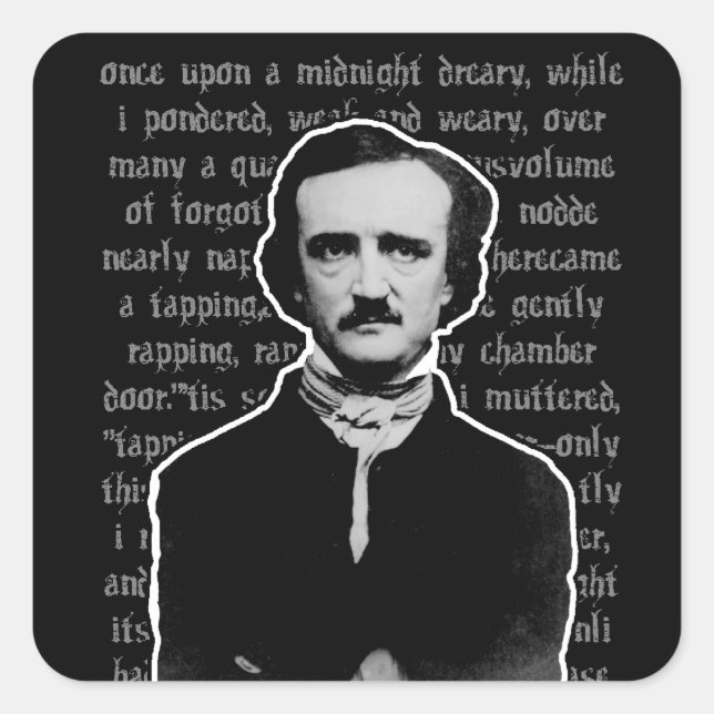 Adesivo Quadrado Edgar Allan Poe Stickers (Frente)