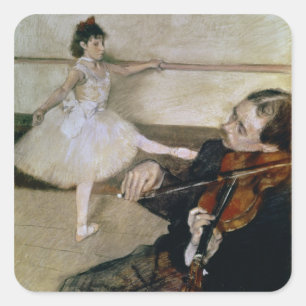 Adesivo Quadrado Edgar Degas a lição de dança, c.1879