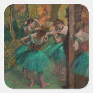 Adesivo Quadrado Edgar Degas - Dançarinas, Rosa e Verde
