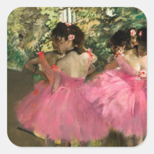 Adesivo Quadrado Edgar Degas - Dançarinos a rosa