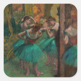 Adesivo Quadrado Edgar Degas - Dançarinos, Rosa e Verde