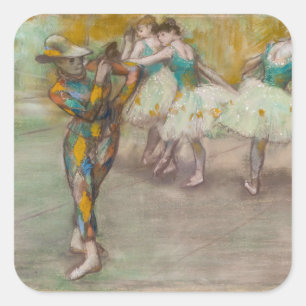 Adesivo Quadrado Edgar Degas - Harlequin Dance
