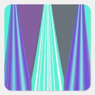 Adesivo Quadrado Edgy Blue Purple Cyan Chevron Art Impressão