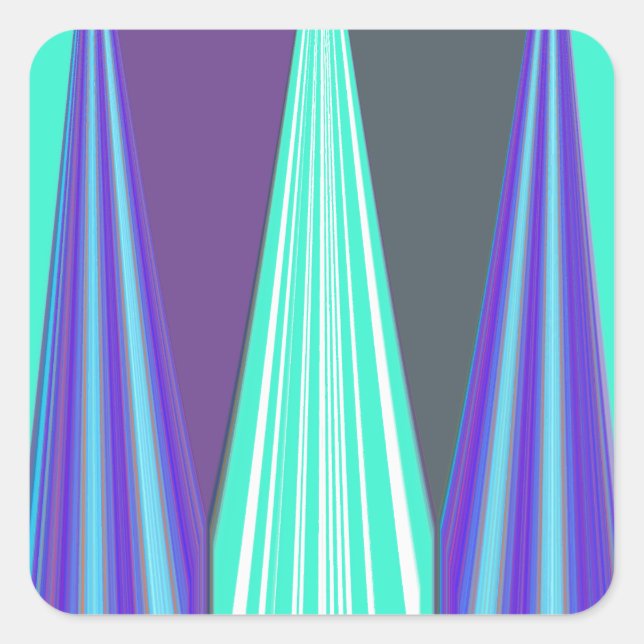 Adesivo Quadrado Edgy Blue Purple Cyan Chevron Art Impressão (Frente)