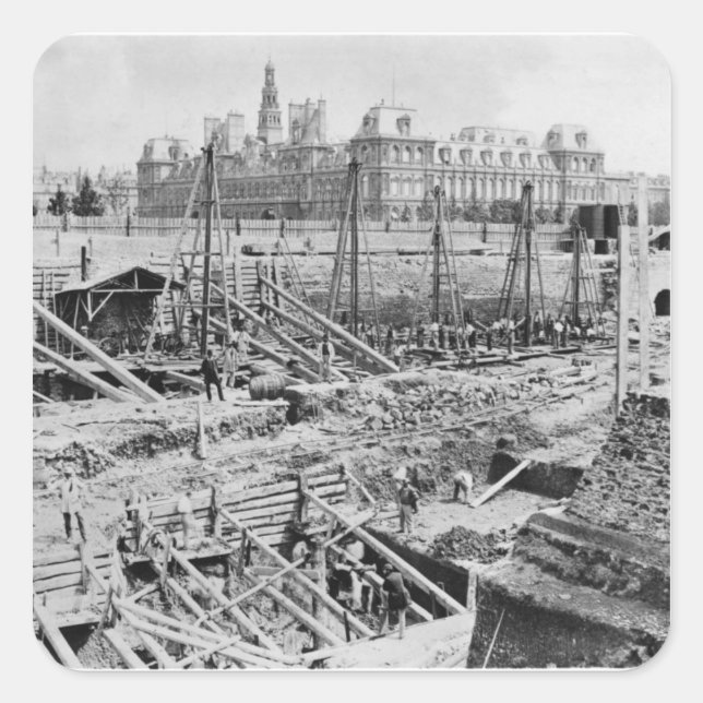 Adesivo Quadrado Edifício do Hotel-Dieu, Paris, c.1866 (Frente)