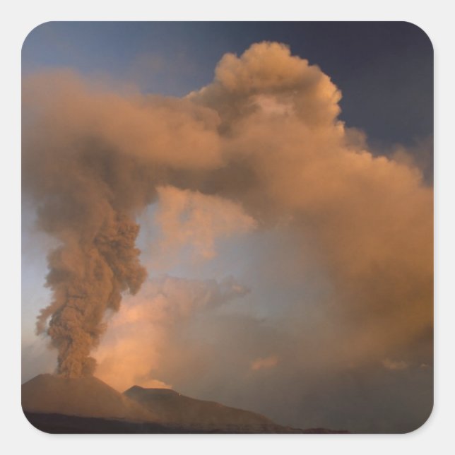 Adesivo Quadrado Edifício do Monte Etna, Sicília, Itália (Frente)