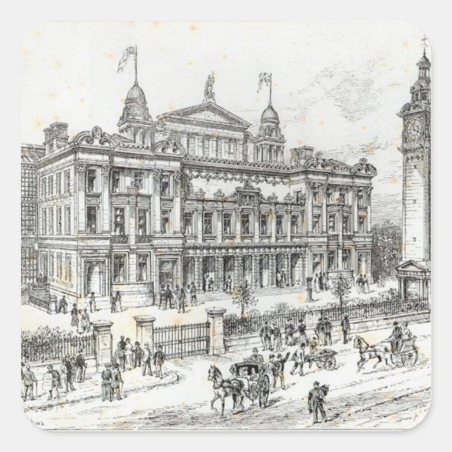 Adesivo Quadrado Edifícios completados do Palácio das Pessoas (Frente)