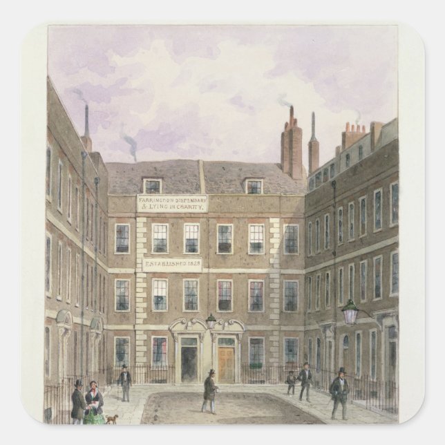 Adesivo Quadrado Edifícios de Bartlett, Holborn, 1838 (Frente)