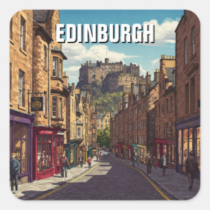 Adesivo Quadrado Edinburgh Castle Scotland Viagem