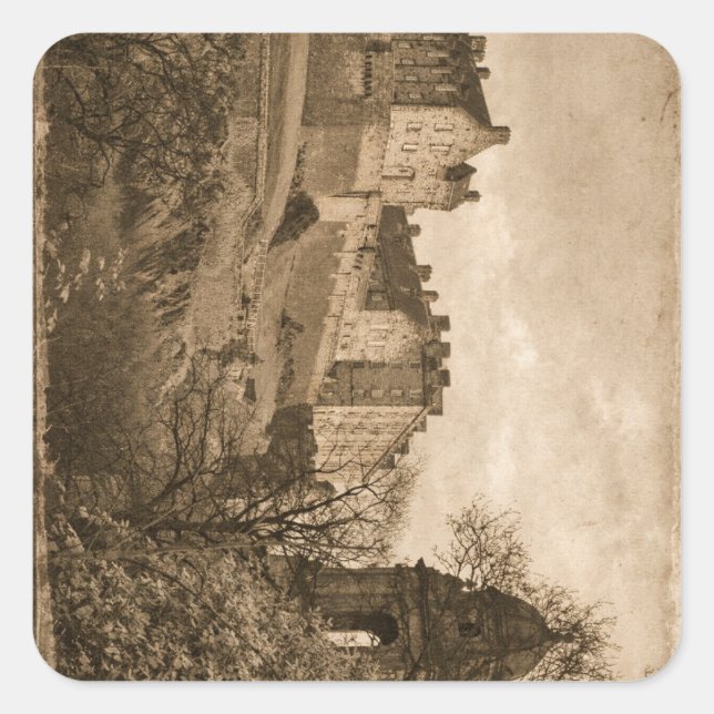 Adesivo Quadrado Edinburgh Castle Sepia Photograph (Frente)