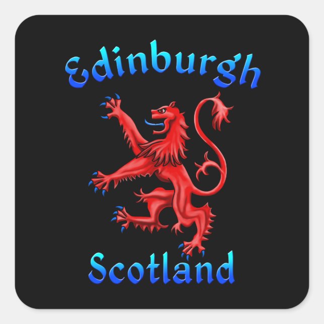 Adesivo Quadrado Edinburgh Scotland Lion Rampant Scottish Flag (Frente)