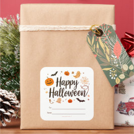 Adesivo Quadrado Editable Happy Halloween Gift Sticker