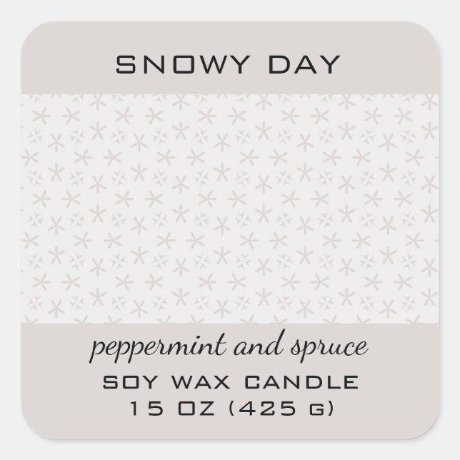 Adesivo Quadrado Editable Snowy Day Snowflake Pattern Product (Frente)
