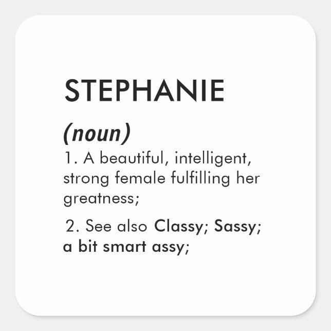 Adesivo Quadrado Editable Stephanie name definition, custom name (Frente)