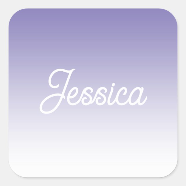 Adesivo Quadrado (Editável) Cor Púrpura Leve e seu texto (Frente)