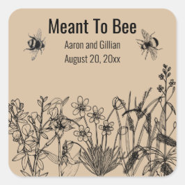 Adesivo Quadrado Editável Significa Praça do Casamento de Mel de Be