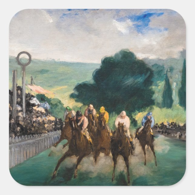 Adesivo Quadrado Edouard Manet - As Raças em Longchamp (Frente)