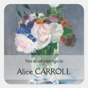 Adesivo Quadrado Edouard Manet - Flores num Vaso Cristal