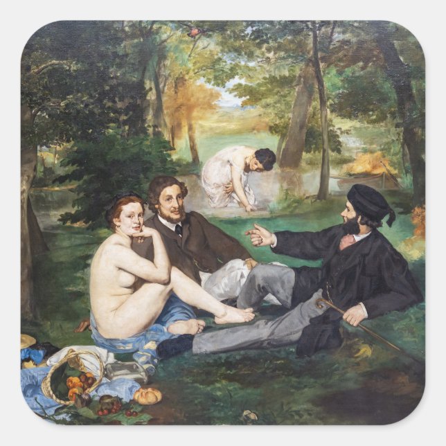 Adesivo Quadrado Edouard Manet - Luncheon na Grass (Frente)
