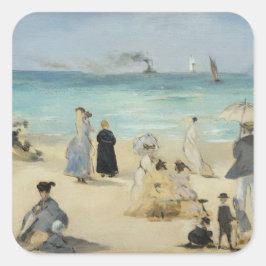 Adesivo Quadrado Edouard Manet - Na Praia, Boulogne-sur-Mer