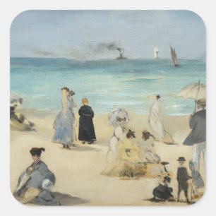 Adesivo Quadrado Edouard Manet - Na Praia, Boulogne-sur-Mer