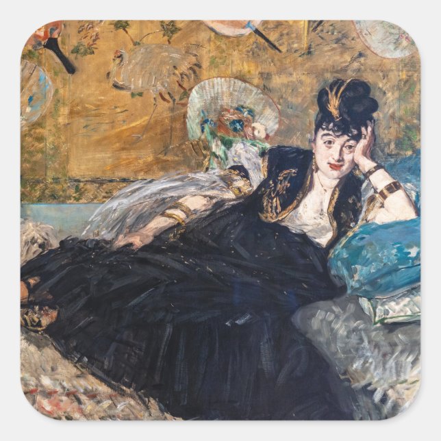 Adesivo Quadrado Edouard Manet - Senhora com Leques (Frente)