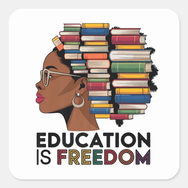Adesivo Quadrado Educação é liberdade (Frente)