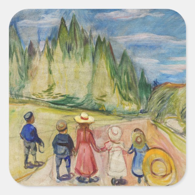 Adesivo Quadrado Edvard Munch - A Floresta de Fairytale (Frente)