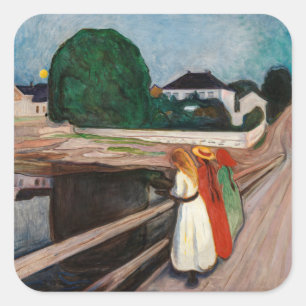 Adesivo Quadrado Edvard Munch - As Raparigas na Ponte