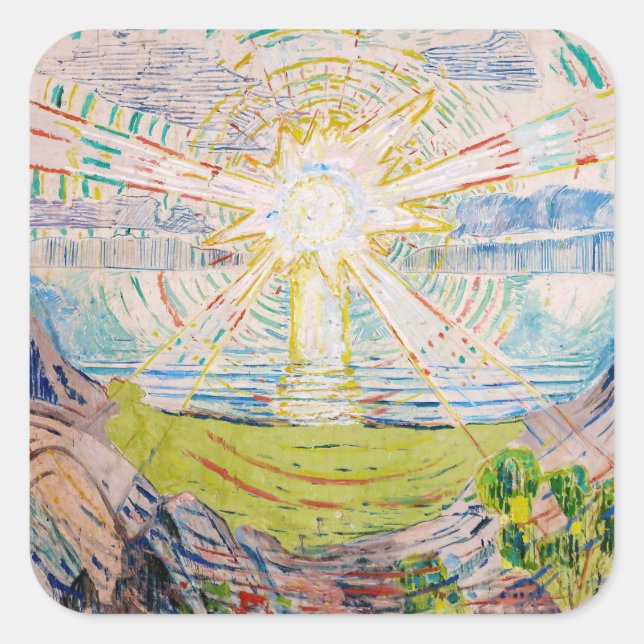 Adesivo Quadrado Edvard Munch - O Sol 1910 (Frente)