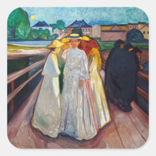 Adesivo Quadrado Edvard Munch - The Girls on the Bridge 1903