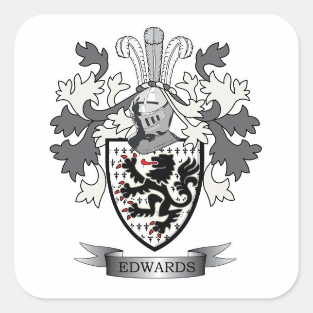 Adesivo Quadrado Edwards Family Crest Casaco de Armas (Frente)