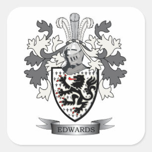 Adesivo Quadrado Edwards Family Crest Casaco de Armas