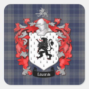 Adesivo Quadrado Edwards Family Crest & EdwardsTartan