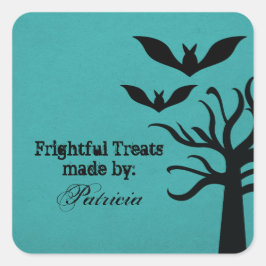 Adesivo Quadrado Eerie Bats Halloween Treeks Stickers, Aqua