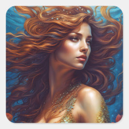 Adesivo Quadrado Eetérea Sereia Art Impressão Fantasy Underwater Se