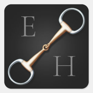 Adesivo Quadrado Eggbutt Snaffle Bit Monogramed Equestrian