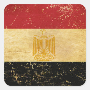 Adesivo Quadrado Egito Flag Vintage Grunge Design