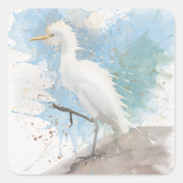 Adesivo Quadrado Egret aquarela