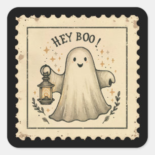 Adesivo Quadrado Ei Boo Halloween Ghost Lanterna