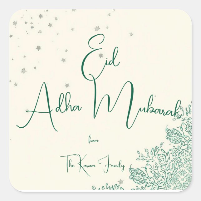 Adesivo Quadrado Eid Al Adha Personalized Eid Mubarak  (Frente)