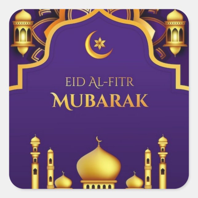 Adesivo Quadrado Eid Al-Fitr Saudação (Frente)