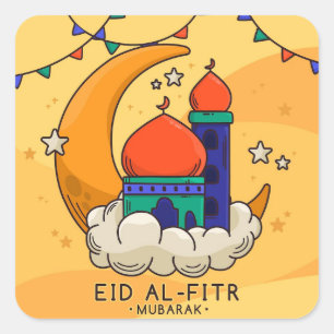 Adesivo Quadrado Eid Al-Fitr Saudação