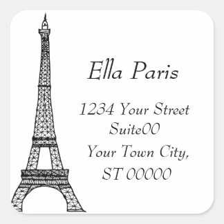 Adesivo Quadrado Eiffel Tower Address Sticker