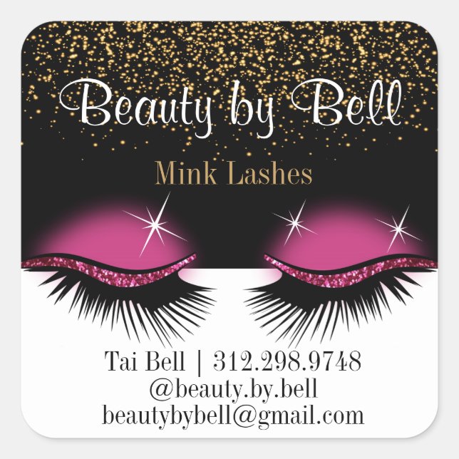 Adesivo Quadrado Eilashes da Luminosidade Rosa Quente (Frente)